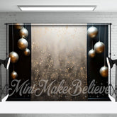 Aperturee - White Silver Christmas Bauble Retro Wall Backdrop